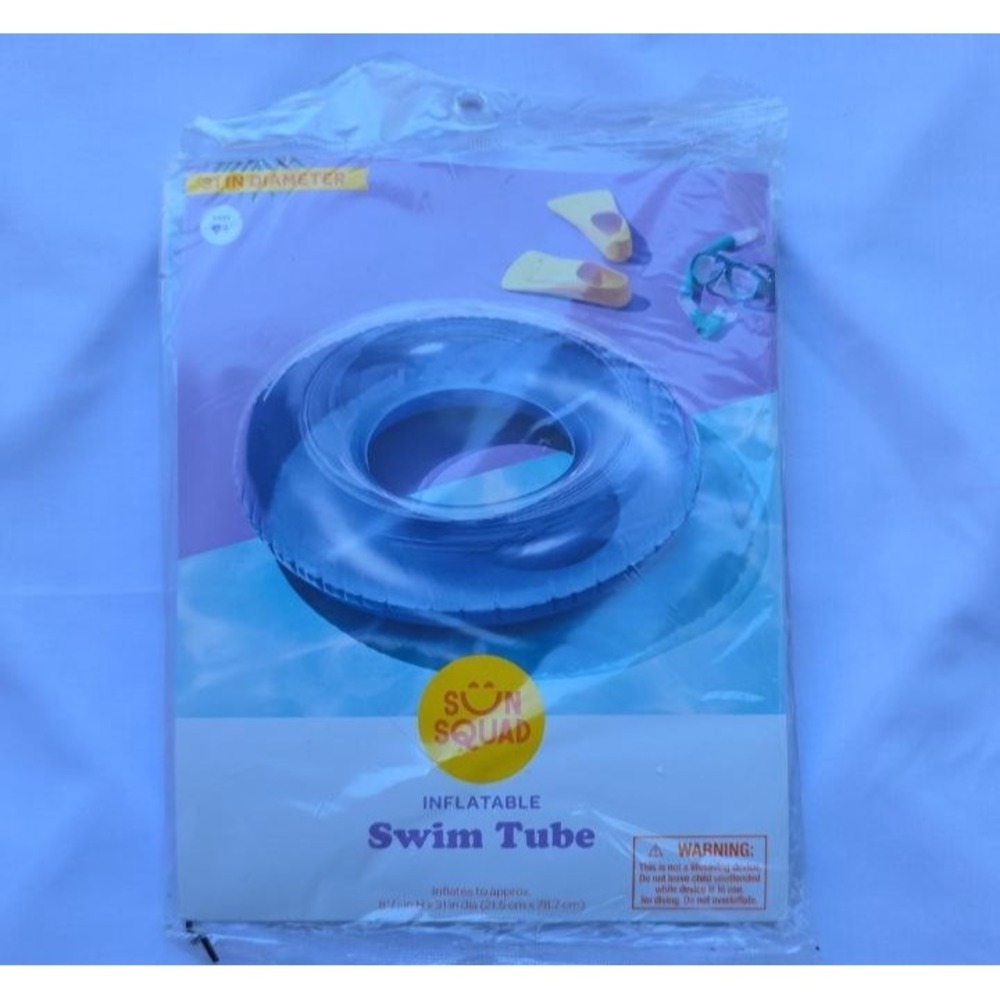 Sun Squad Inflatable Swim Tube Blue 31" Summer Pool